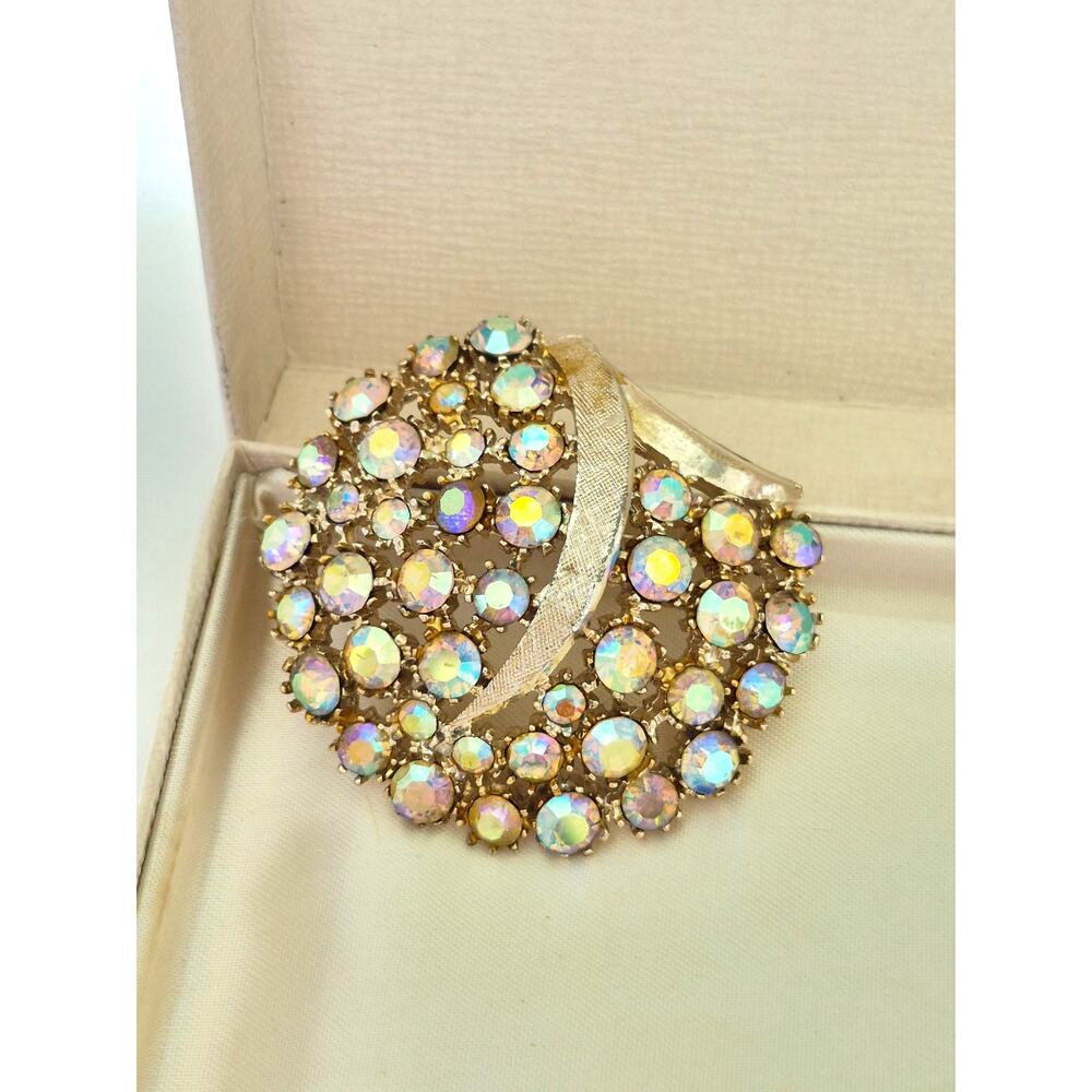 Vintage Rhinestone MCM Signed ART AB Rhinestone Brooch
